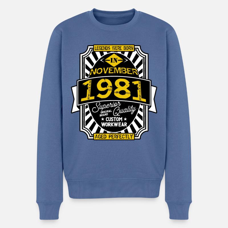 NOVEMBER 1981 - Männer Premium Bio Pullover - Taubenblau