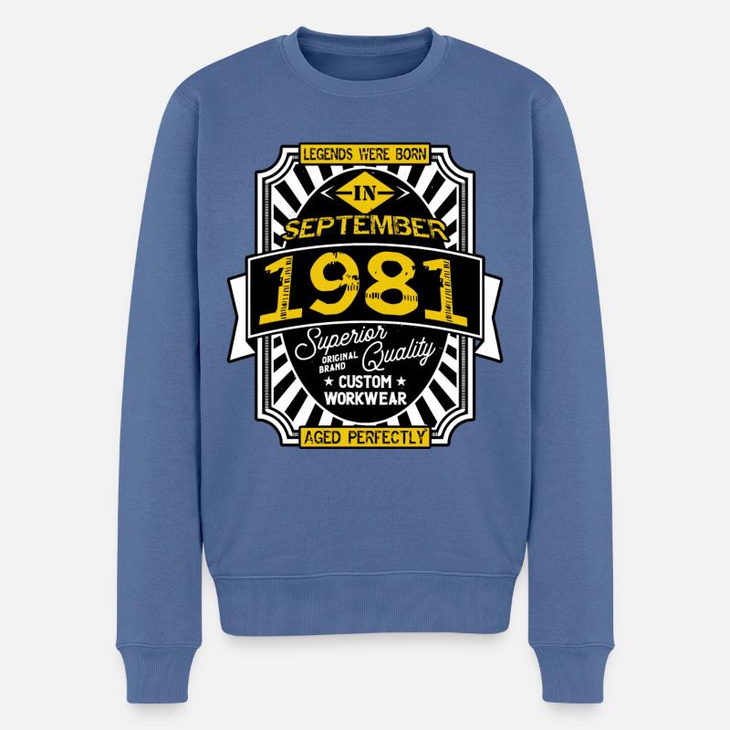 SEPTEMBER 1981 - Männer Premium Bio Pullover - Taubenblau