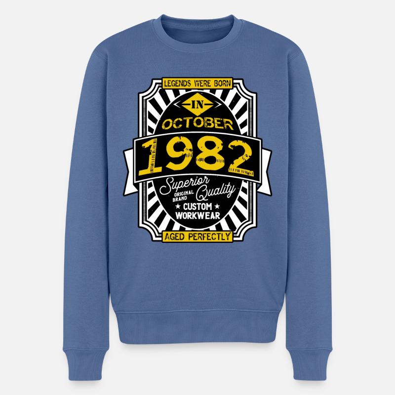 1982 OCTOBER - Pull Premium bio Homme - bleu pigeon