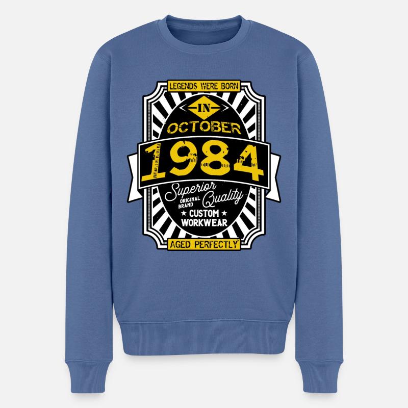 1984 OCTOBER - Pull Premium bio Homme - bleu pigeon
