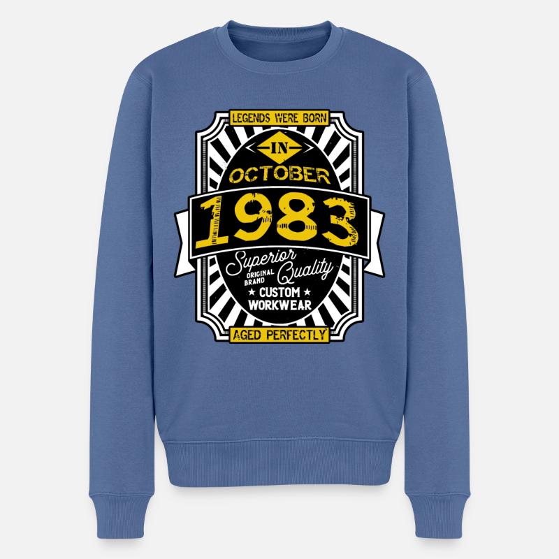 1983 OCTOBER - Pull Premium bio Homme - bleu pigeon