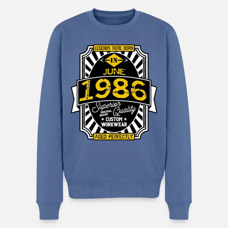 JUNI 1986 - Männer Premium Bio Pullover - Taubenblau
