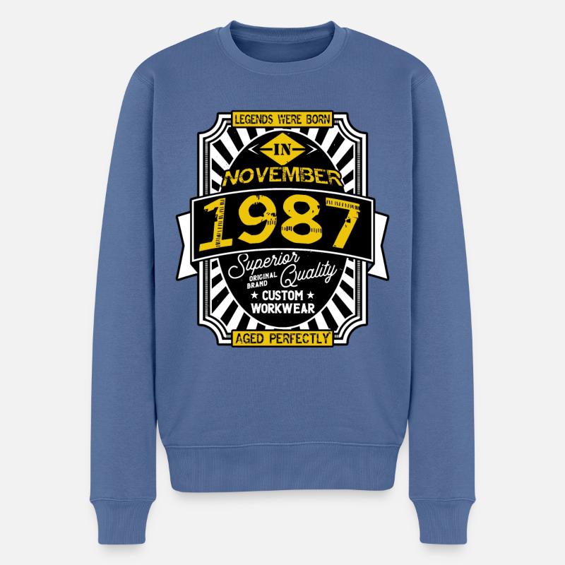 NOVEMBER 1987 - Männer Premium Bio Pullover - Taubenblau
