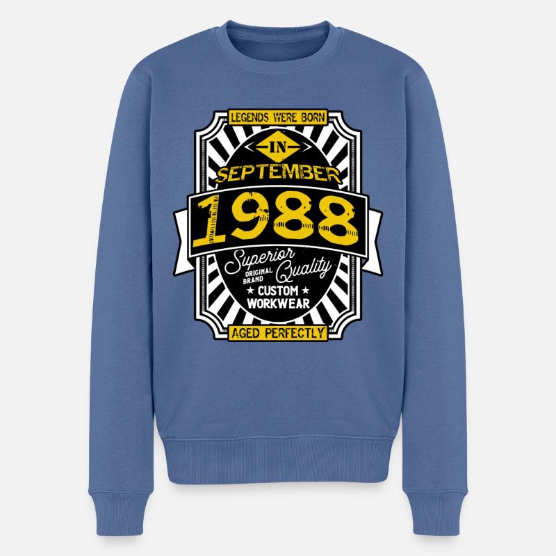 1988 SEPTEMBER - Pull Premium bio Homme - bleu pigeon