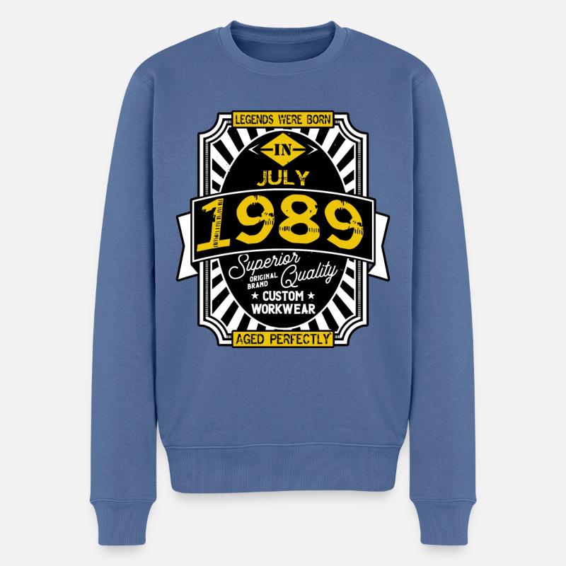 1989 JULI - Männer Premium Bio Pullover - Taubenblau