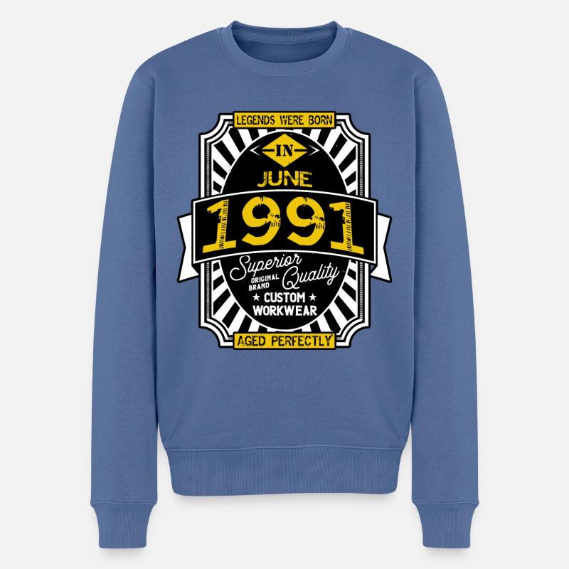 1991 JUNE - Pull Premium bio Homme - bleu pigeon