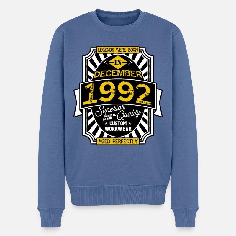 1992 DEZEMBER - Männer Premium Bio Pullover - Taubenblau