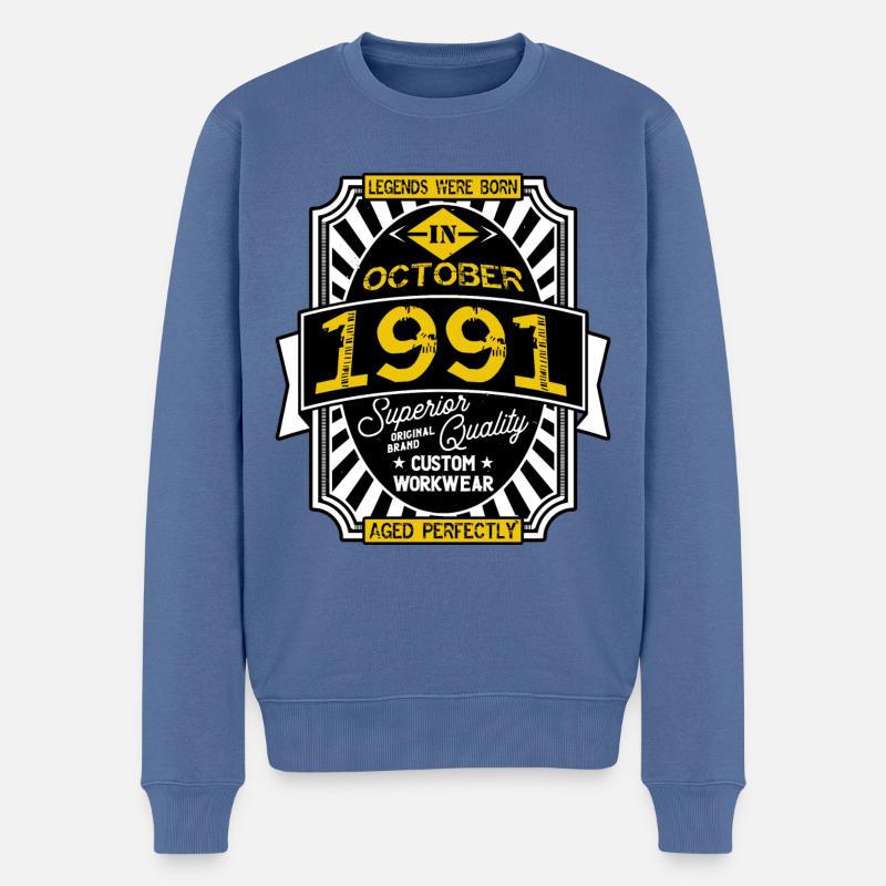 1991 OKTOBER - Männer Premium Bio Pullover - Taubenblau