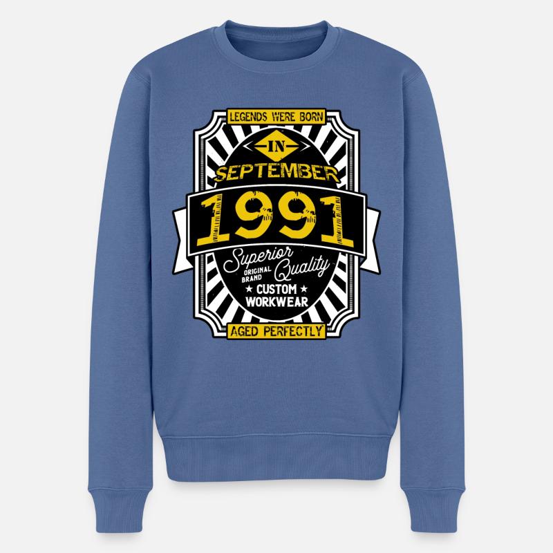 SEPTEMBER 1991 - Männer Premium Bio Pullover - Taubenblau