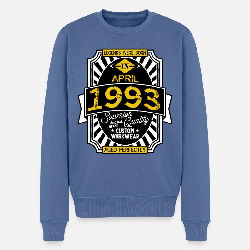 1993 APRIL - Pull Premium bio Homme - bleu pigeon