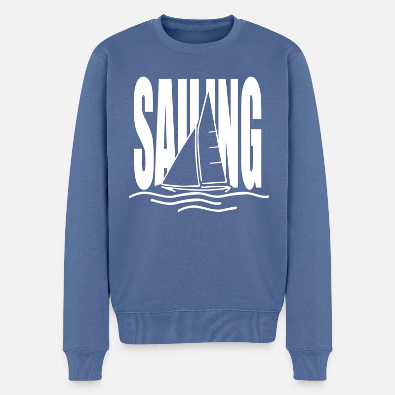 navigation - Pull Premium bio Homme - bleu pigeon