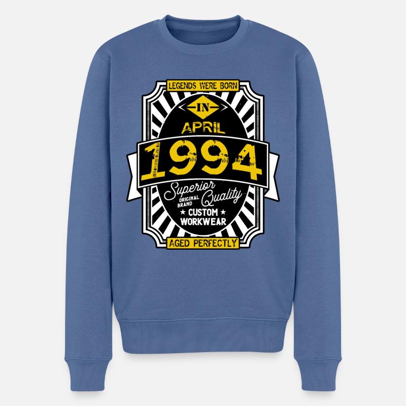 1994 APRIL - Pull Premium bio Homme - bleu pigeon