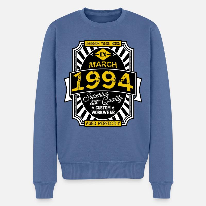 1994 MÄRZ - Männer Premium Bio Pullover - Taubenblau