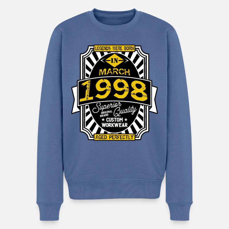 1998 MÄRZ - Männer Premium Bio Pullover - Taubenblau