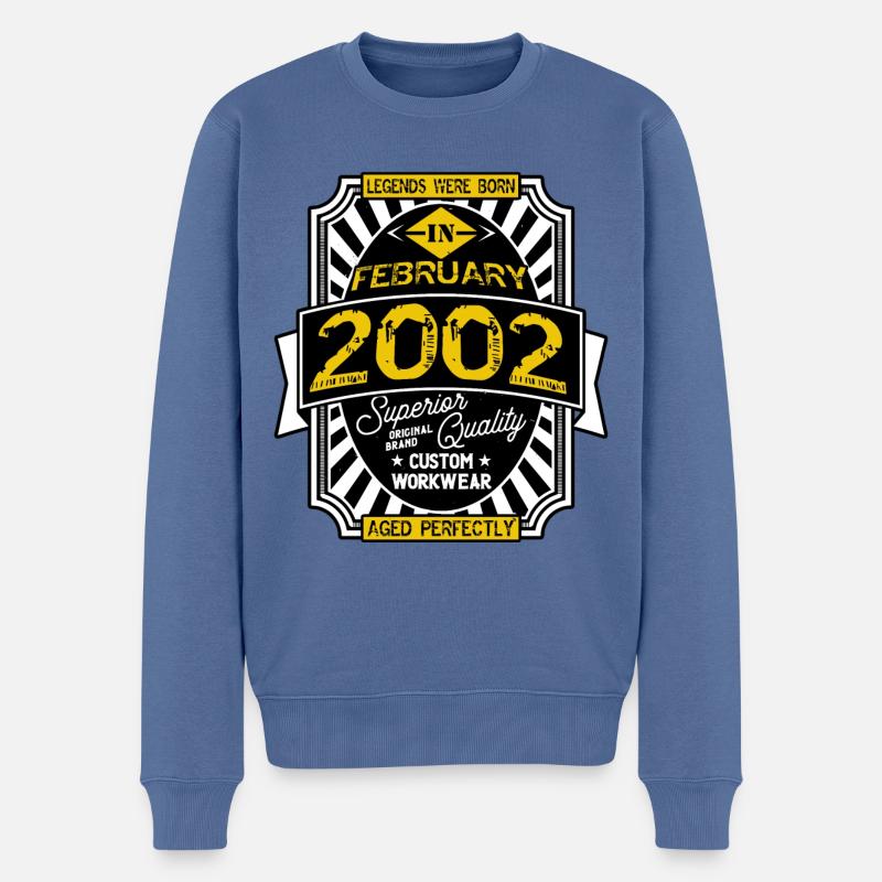 2002 FEBRUAR - Männer Premium Bio Pullover - Taubenblau
