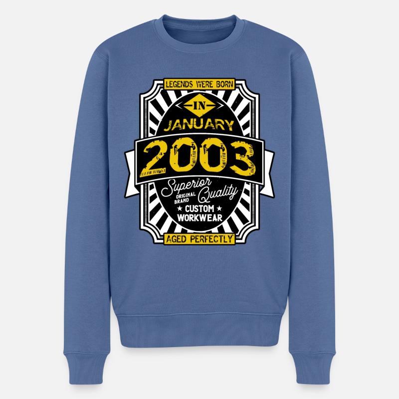 2003 JANUARY - Pull Premium bio Homme - bleu pigeon