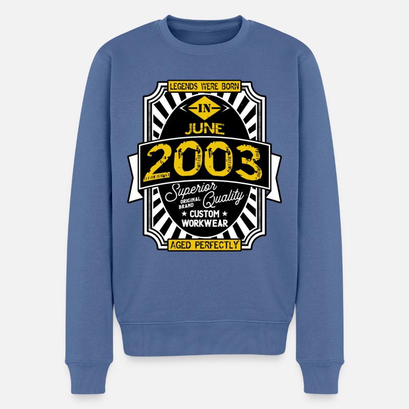 2003 JUNE - Pull Premium bio Homme - bleu pigeon