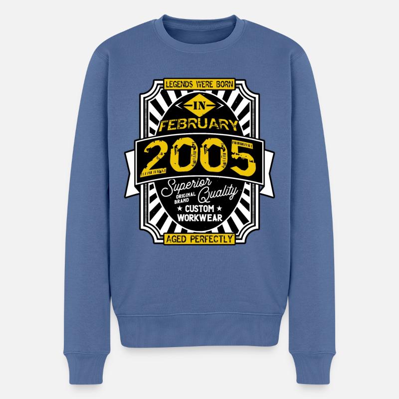 2005 FEBRUAR - Männer Premium Bio Pullover - Taubenblau