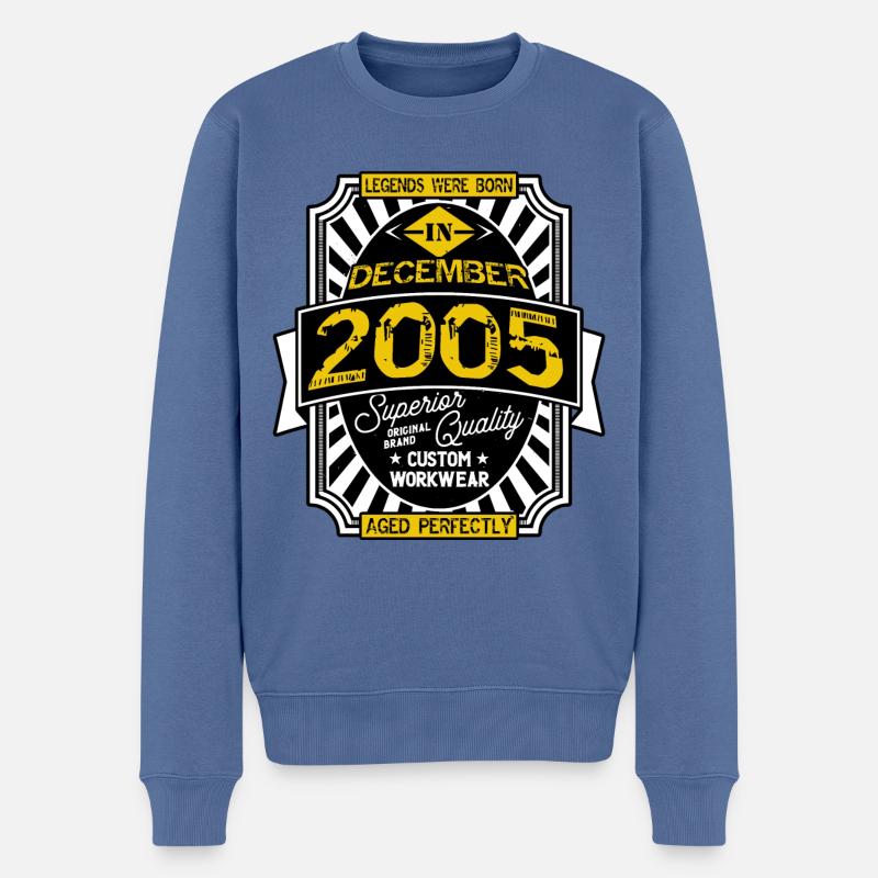 2005 DEZEMBER - Männer Premium Bio Pullover - Taubenblau