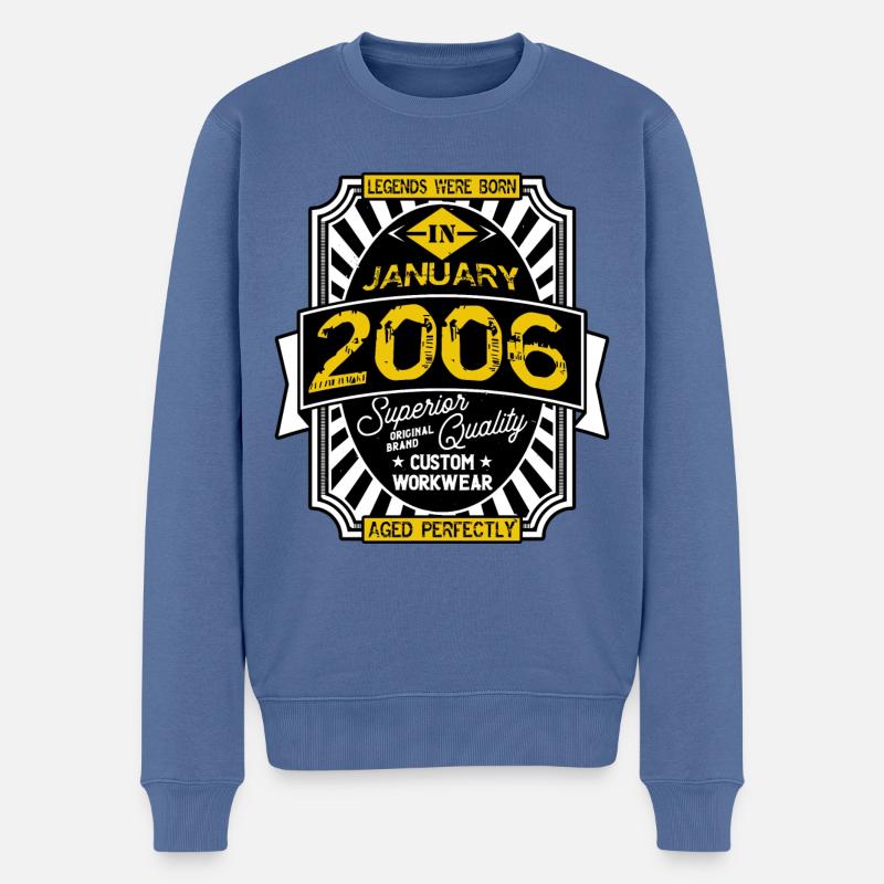 2006 JANUAR - Männer Premium Bio Pullover - Taubenblau