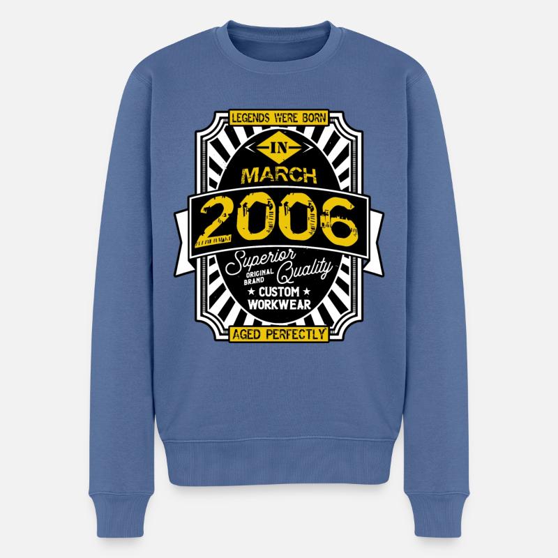 2006 MÄRZ - Männer Premium Bio Pullover - Taubenblau