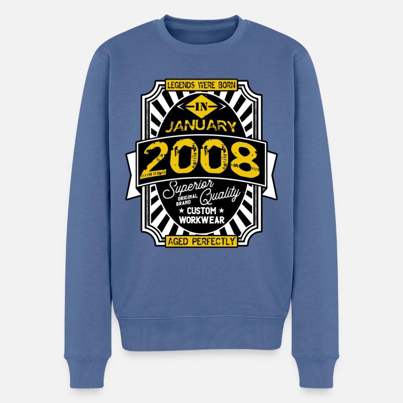 2008 JANUAR - Männer Premium Bio Pullover - Taubenblau