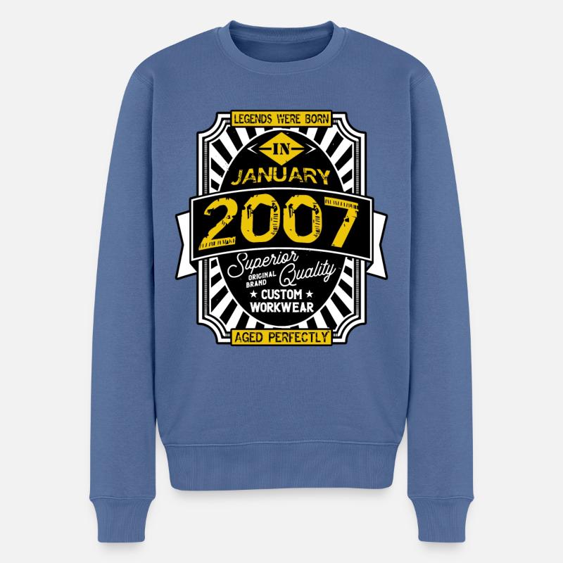 2007 JANUAR - Männer Premium Bio Pullover - Taubenblau