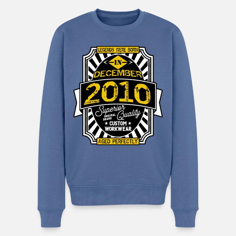 2010 DEZEMBER - Männer Premium Bio Pullover - Taubenblau