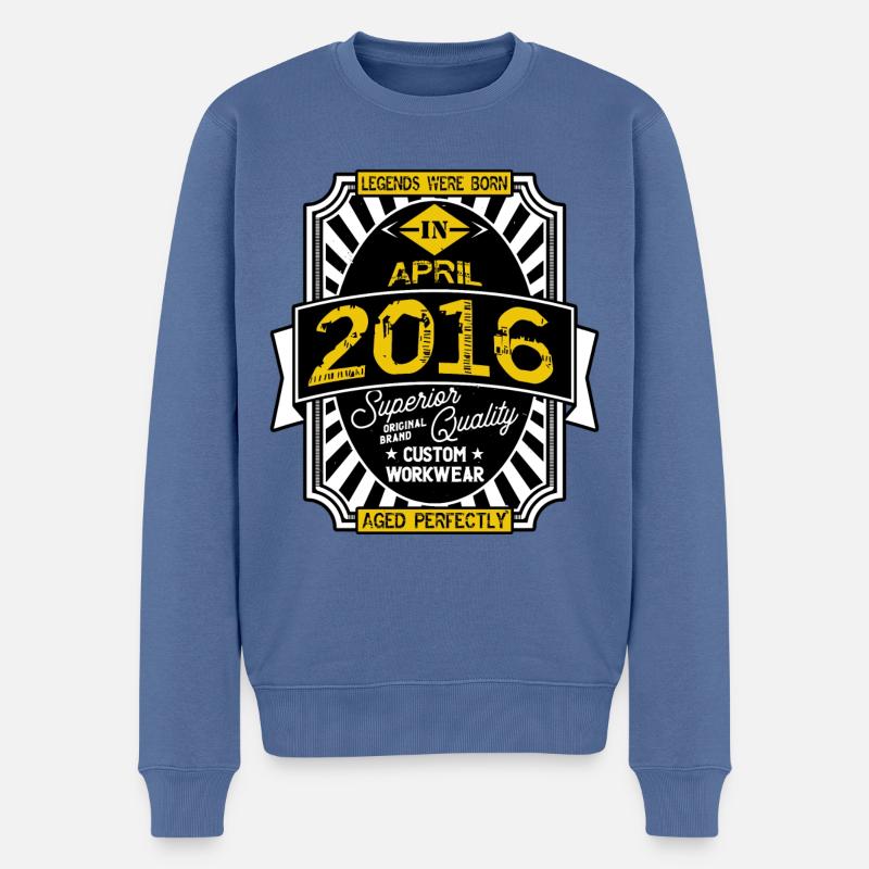 2016 APRIL - Männer Premium Bio Pullover - Taubenblau