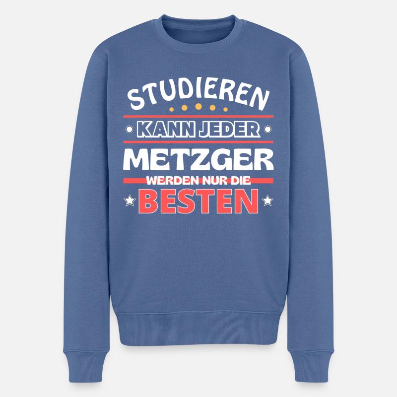 Nur die Besten werden Metzger - Männer Premium Bio Pullover - Taubenblau