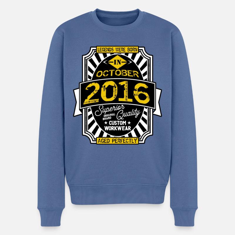 2016 OKTOBER - Männer Premium Bio Pullover - Taubenblau