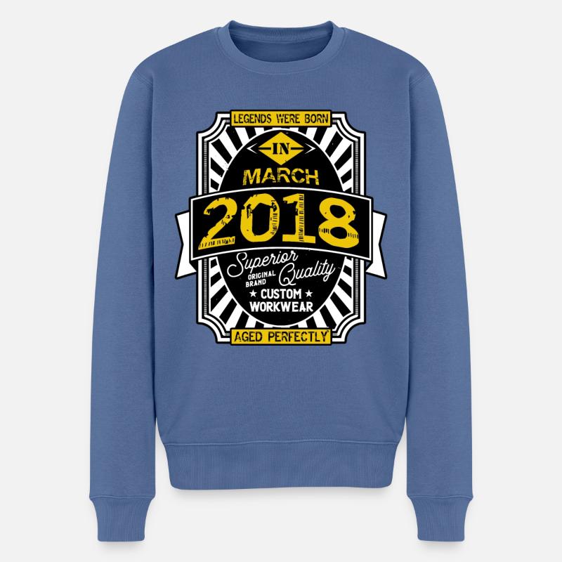 2018 MÄRZ - Männer Premium Bio Pullover - Taubenblau