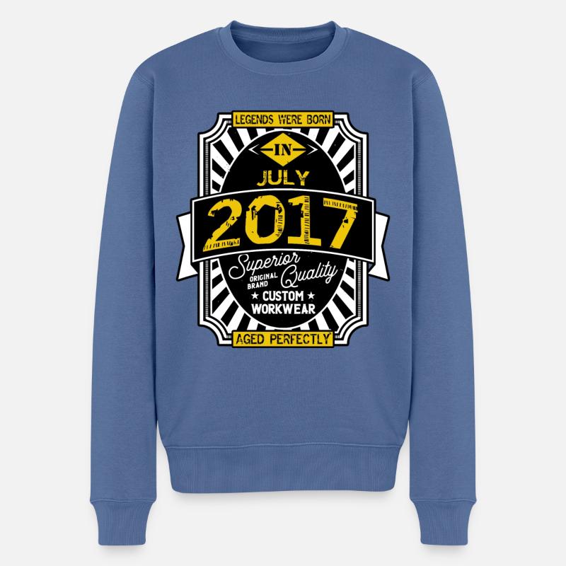 2017 JULI - Männer Premium Bio Pullover - Taubenblau