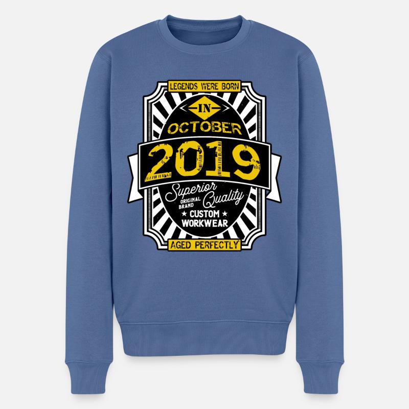 2019 OKTOBER - Männer Premium Bio Pullover - Taubenblau