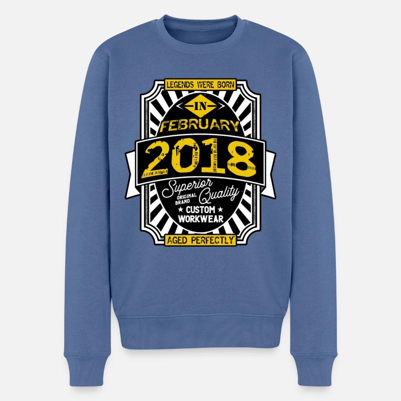 2018 FEBRUAR - Männer Premium Bio Pullover - Taubenblau