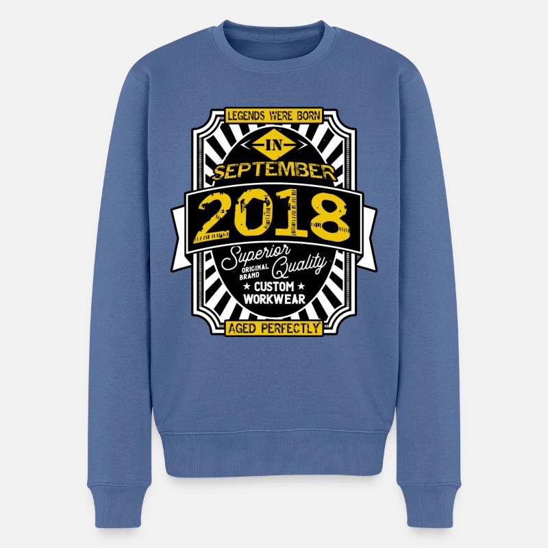 2018 SEPTEMBER - Pull Premium bio Homme - bleu pigeon