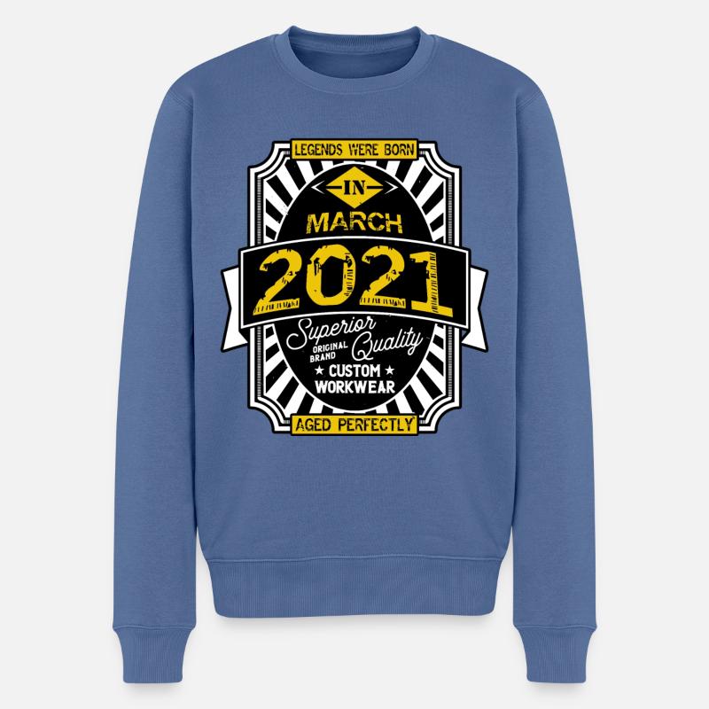 2021 MÄRZ - Männer Premium Bio Pullover - Taubenblau