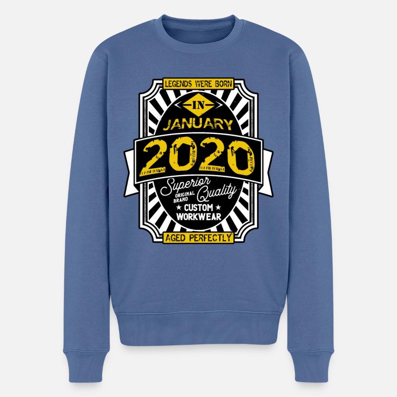 2020 JANUAR - Männer Premium Bio Pullover - Taubenblau