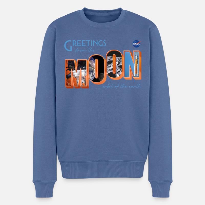 NASA Carte De Vacances Greetings From The Moon - Pull Premium bio Homme - bleu pigeon