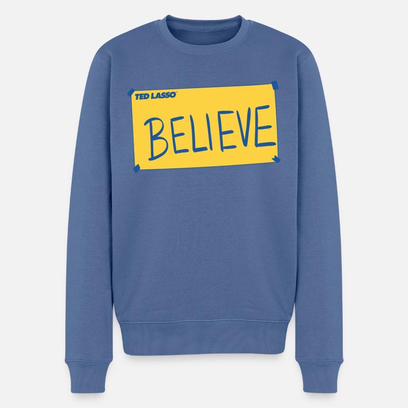 Ted Lasso Believe Gelb Blau - Männer Premium Bio Pullover - Taubenblau