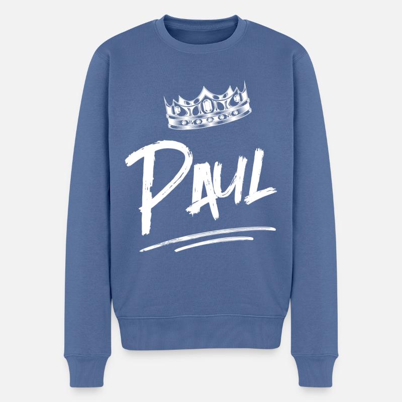 Paul - Männer Premium Bio Pullover - Taubenblau