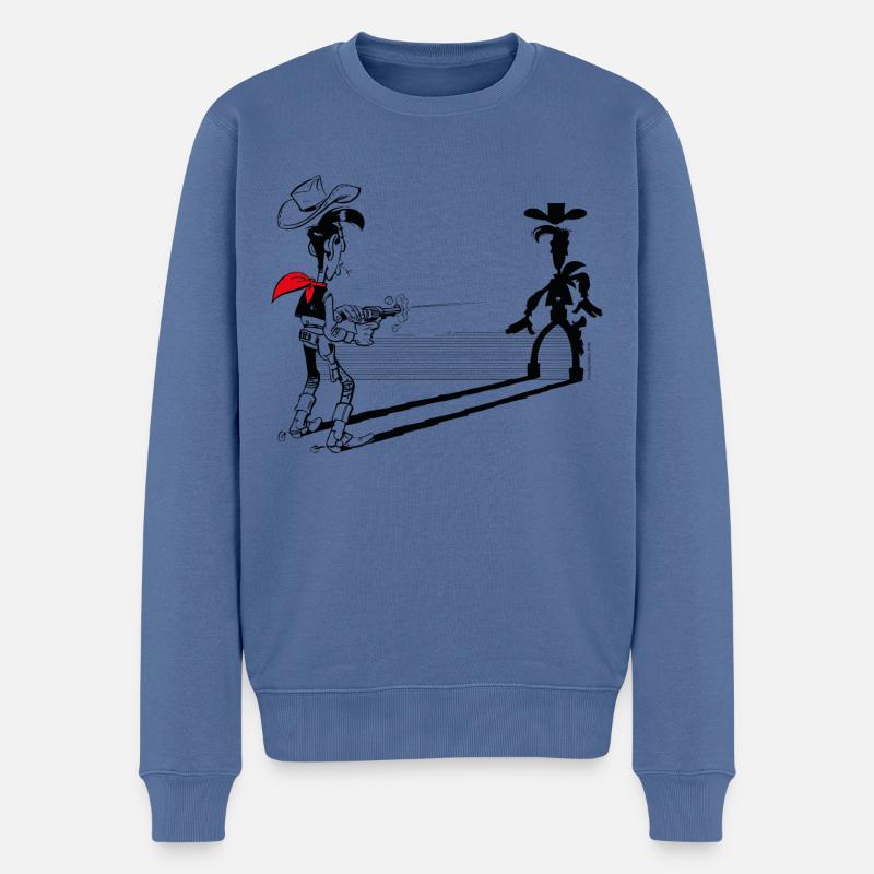 Lucky Luke Plus Rapide Que Son Ombre - Pull Premium bio Homme - bleu pigeon