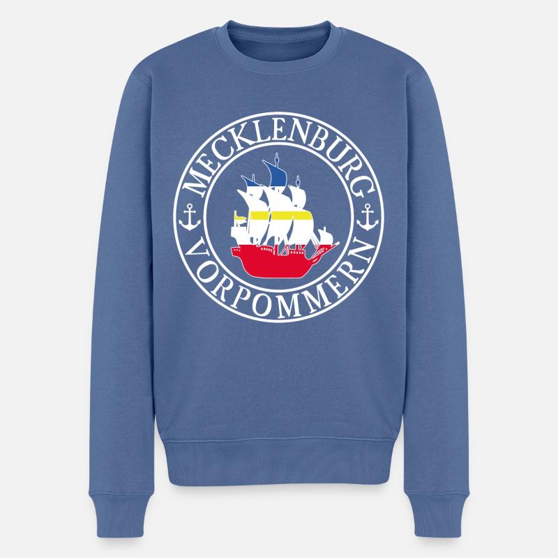 Mecklenburg-Vorpommern - Männer Premium Bio Pullover - Taubenblau