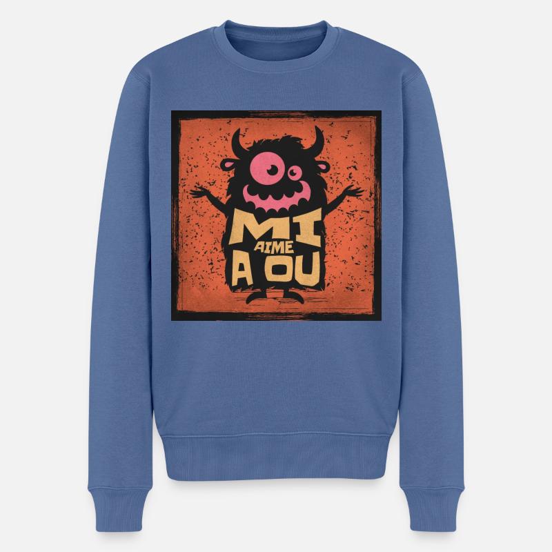 MI AIME A OU - Pull Premium bio Homme - bleu pigeon