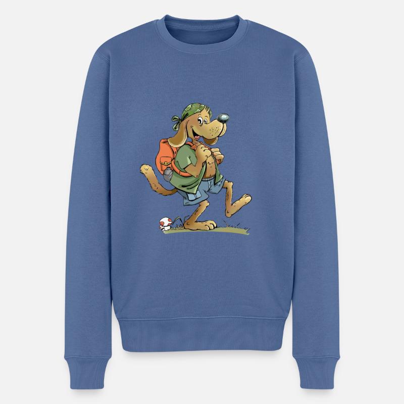Wanderer Hund - Männer Premium Bio Pullover - Taubenblau
