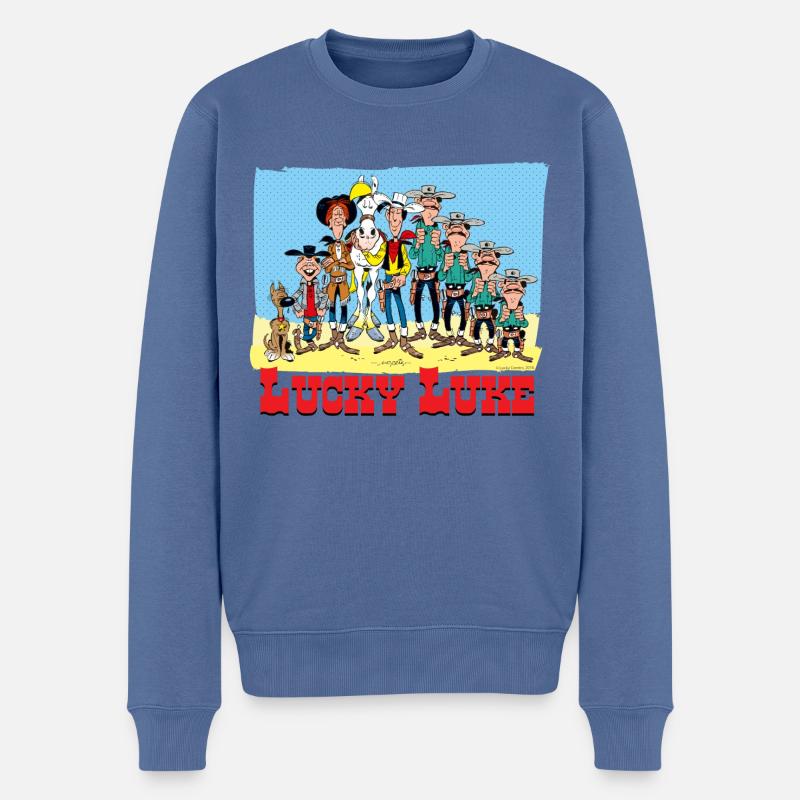 Lucky Luke Charaktere - Männer Premium Bio Pullover - Taubenblau