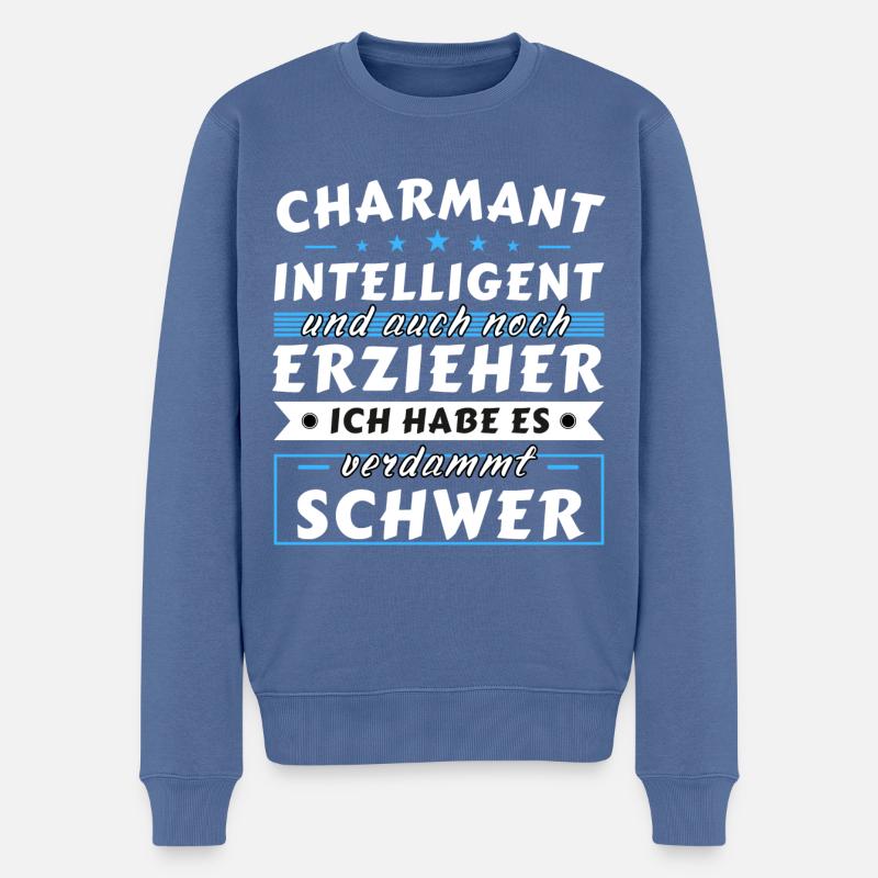 Charmant und intelligent - Erzieher Edition - Männer Premium Bio Pullover - Taubenblau