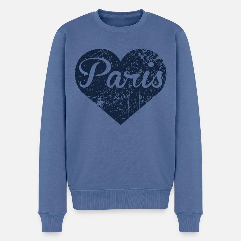 Paris Herz - Männer Premium Bio Pullover - Taubenblau