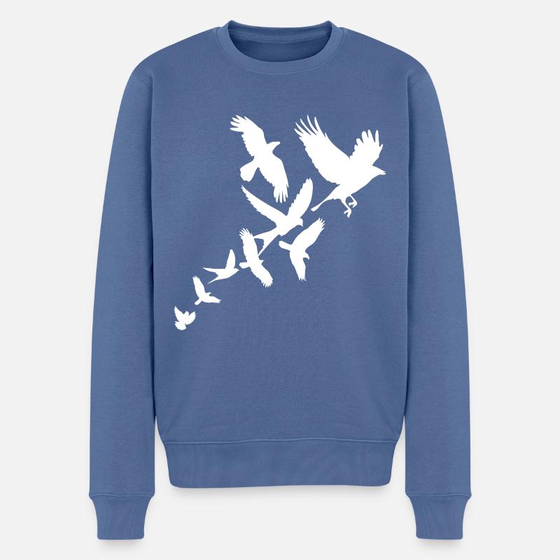 Birds - Männer Premium Bio Pullover - Taubenblau