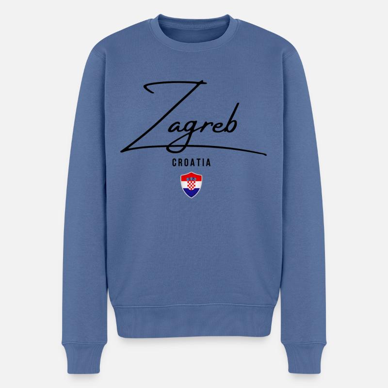 J’aime Zagreb, Zagreb Croatie - Pull Premium bio Homme - bleu pigeon